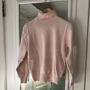 Vintage Lands’ End 90s Pale Pink 100% Cotton Knit Turtleneck Sweater